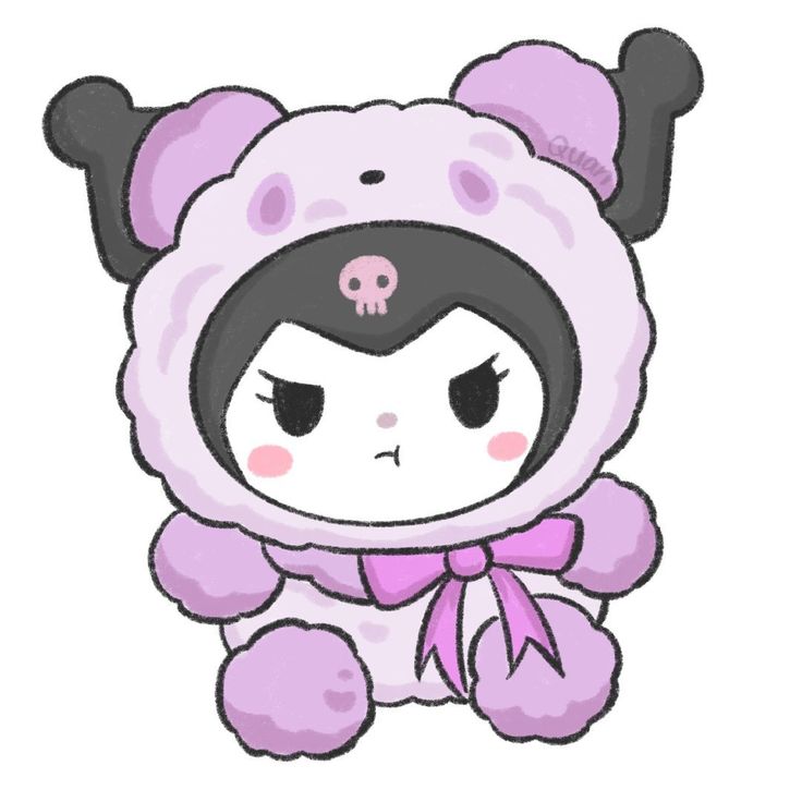 a cartoon bear with a hood on it's head and pink scarf around its neck