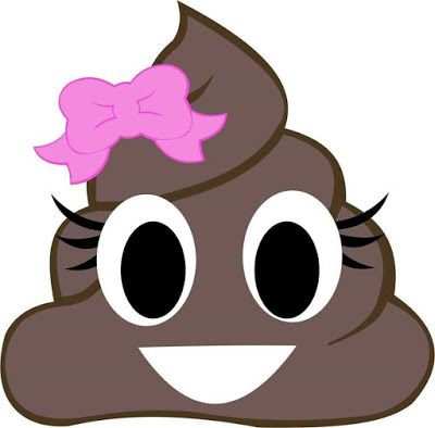 a poop with a pink bow on it's head