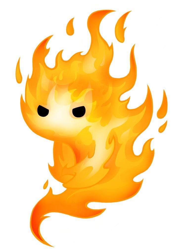 an orange fireball with black eyes on it's face and flames coming out of its mouth