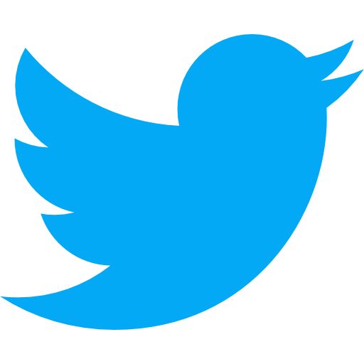 a blue twitter logo on a white background