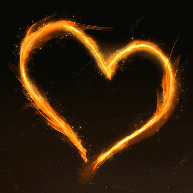 a heart made out of fire is shown in the middle of a dark background with stars and sparkles