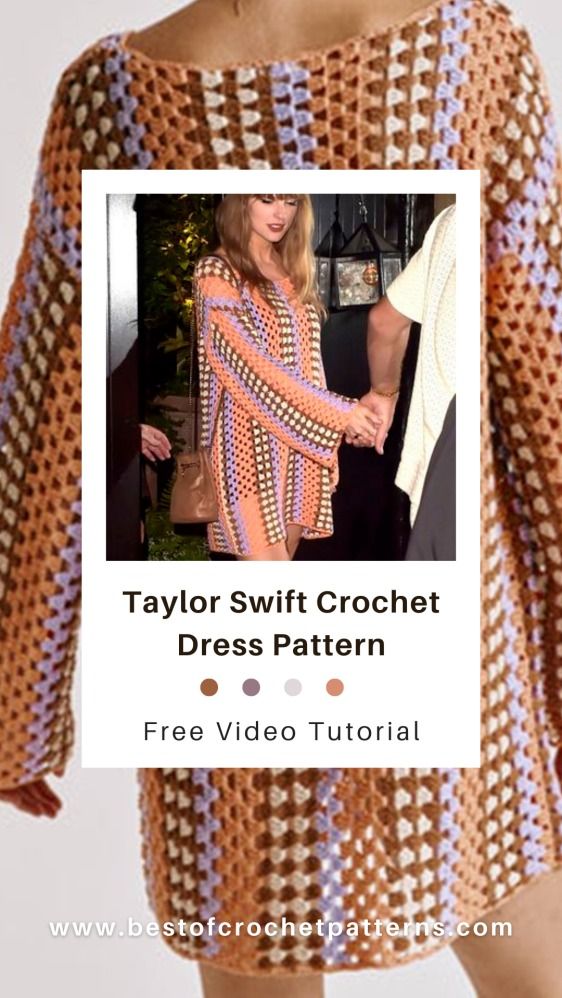 taylor swift crochet dress pattern with free video instructions on the front and back