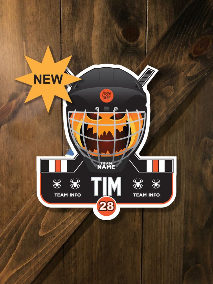 an image of a hockey goalie sticker with the name tim on it