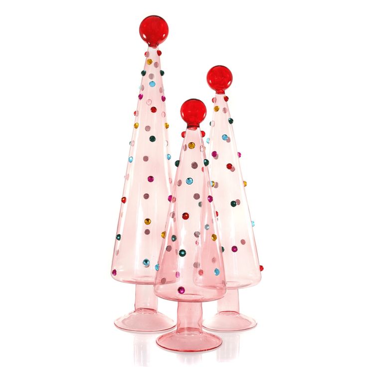 Dotted Tree Set - Translucent Pink, Shop Sweet Lulu Millennial Christmas, Merry Pinkmas, Apartment Christmas, Christmas Apartment, Coquette Christmas, Pillow Mattress, Preppy Christmas, Beautiful Trees, Seasonal Decorations