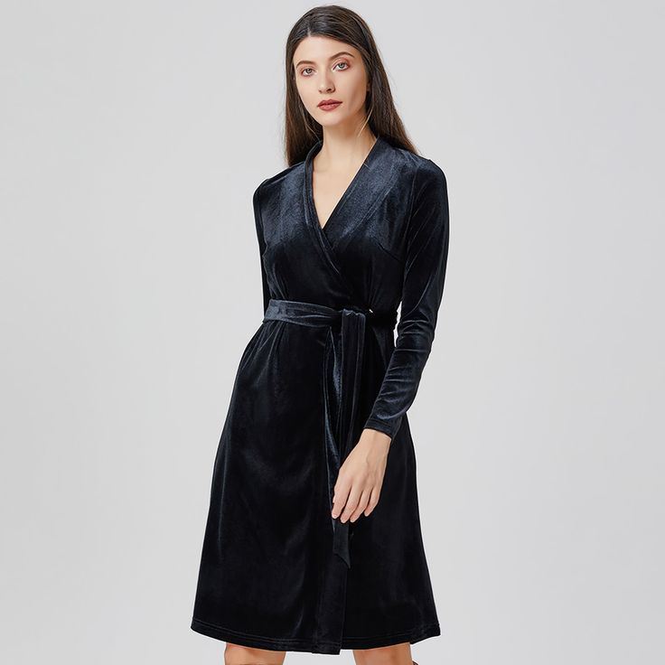 A minimalist wrap dress structured with a V neckline and fitted sleeves. Adjusted on the bust and flared from the waist to the knees. A simple and elegant piece suitable for semi-formal occasions such as cocktails or dinners. Main material: 95% Polyester, 5% Elastane. Washing temperature 30° maximum in delicate cycle. Low ironing temperature / bleaching prohibited. Do not tumble dry. Fitted Sleeves, Black Velvet Dress, Versatile Outfits, Gifts For New Mums, Pearl Jewellery Earrings, Knee Dress, August Birth Stone, V Neckline, Independent Designers Fashion