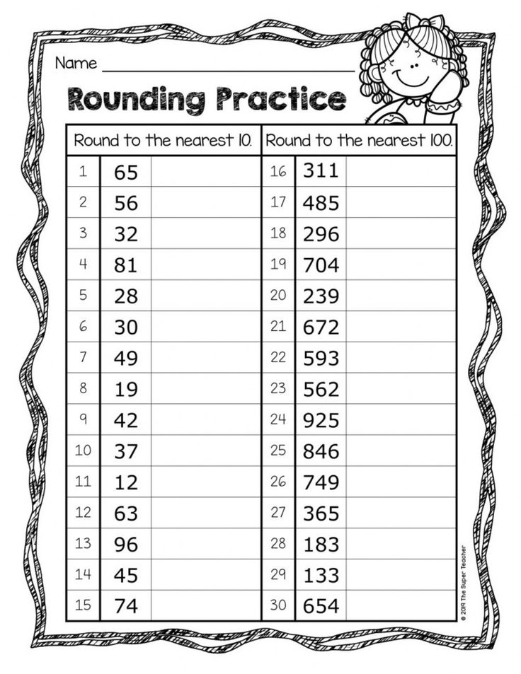 rounding practice worksheet with numbers to 10