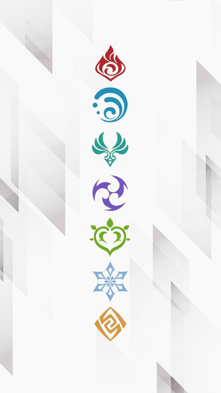 the seven chakragrams are arranged in different colors and shapes, all on one side