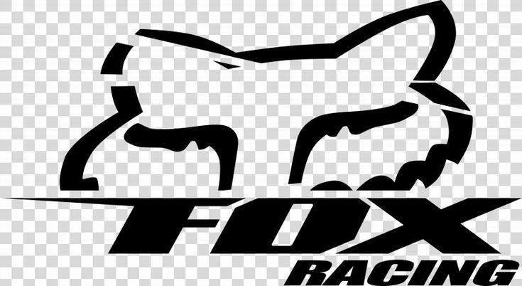 the fox racing logo is shown in black and white, with an image of a cat '