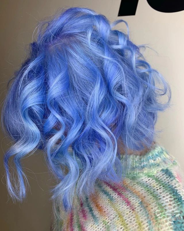 pastel, blue, purple, curly, hair dye, hair inspo, hair ideas Arctic Fox Periwinkle, Periwinkle Hair, Rapunzel's Tower, Arctic Fox Hair Dye, Pastel Purple Hair, Pastel Blue Hair, Fox Hair, Arctic Fox Hair Color, Rainbow Hair Color