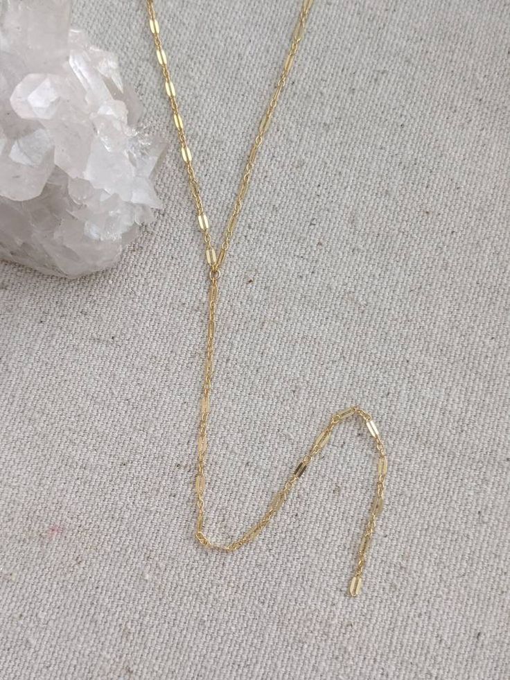 "Dress up or casual for any occasion. This necklace is a classic transitional style. -14k gold filled chain & findings - 16\" + 1\" extension - 6\" Y drop - 6mm spring ring closure - very lightweight, which is a plus for me" Dainty Adjustable Yellow Gold Drop Necklace, Delicate Gold Drop Necklace With Adjustable Chain, Minimalist Lariat Necklace With Paperclip Chain, Dainty Lariat Necklace With Paperclip Chain, Gold Drop Necklace With Delicate Adjustable Chain, Adjustable Gold Dainty Chain Necklace, Gold Dainty Drop Necklace For Everyday, 14k Yellow Gold Filled Lariat Necklace With Adjustable Chain, Adjustable 14k Gold Filled Chain Necklace