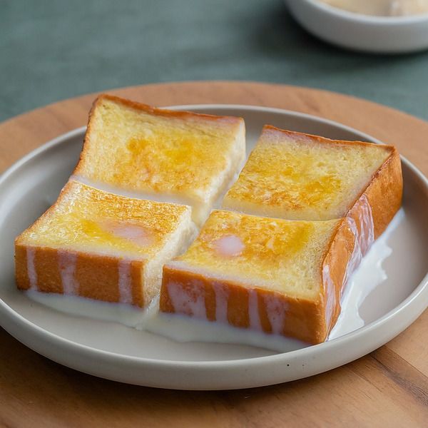 four slices of toast on a white plate