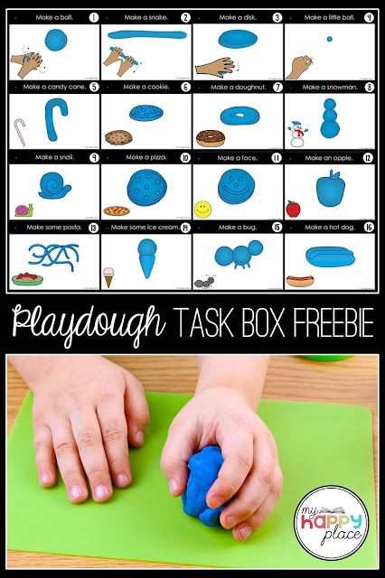 the playdough task box is shown with instructions to make it easier for children to use