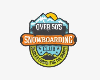 the logo for over 50's snowboarding club