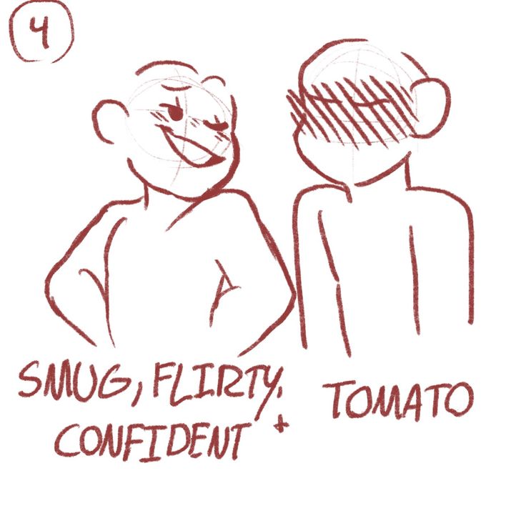 a drawing of two people with the caption saying, snug flirty, confetti + tomato