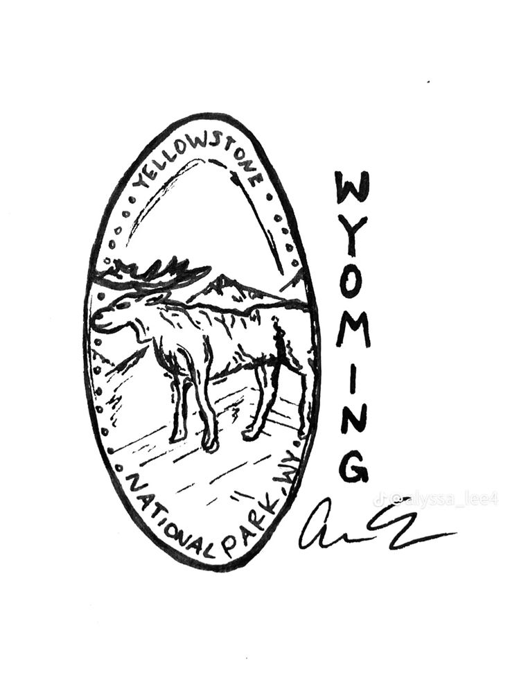 a black and white drawing of a horse in an oval with the words wyoming on it