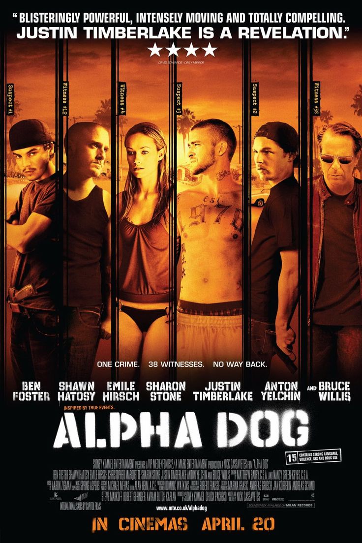 the movie poster for the film's title, alpha dog is shown