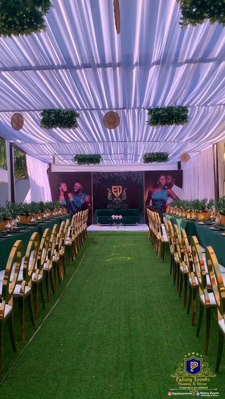 a banquet hall with tables and chairs set up for an event