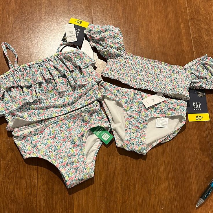 Perfect Bundle Set For Twins Or Just Changing Out To A Different Top Or Bottom If Needed. Both 2 Piece Sets Are New With 50+ Upf Protection. Each Lists For $34.95 Totally $69.90. New In Excellent Condition! Child Alibaba Swimwear, Floral Bikinis, 2 Piece Sets, Cell Phone Holster, Gap Kids, Phone Holster, Kids Swimming, Walker Boots, Pajama Shirt