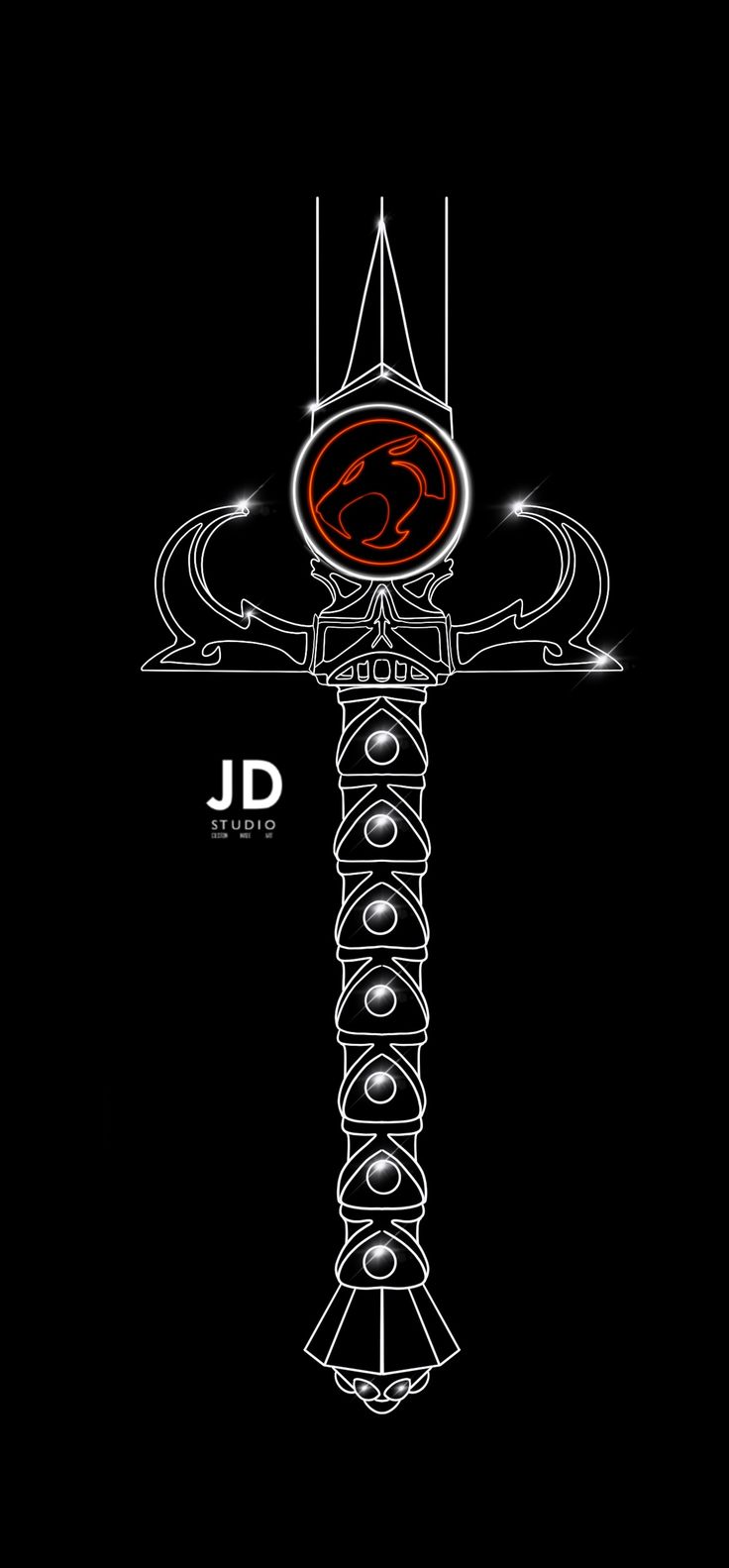 a black background with an image of a cross and the words j d on it