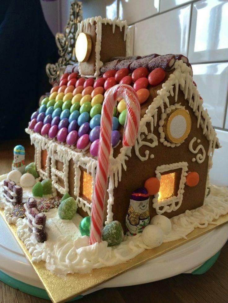 a gingerbread house decorated with candy and candies