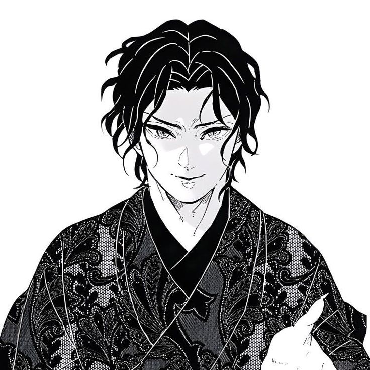 a drawing of a man in a kimono