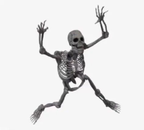 a skeleton is jumping up in the air