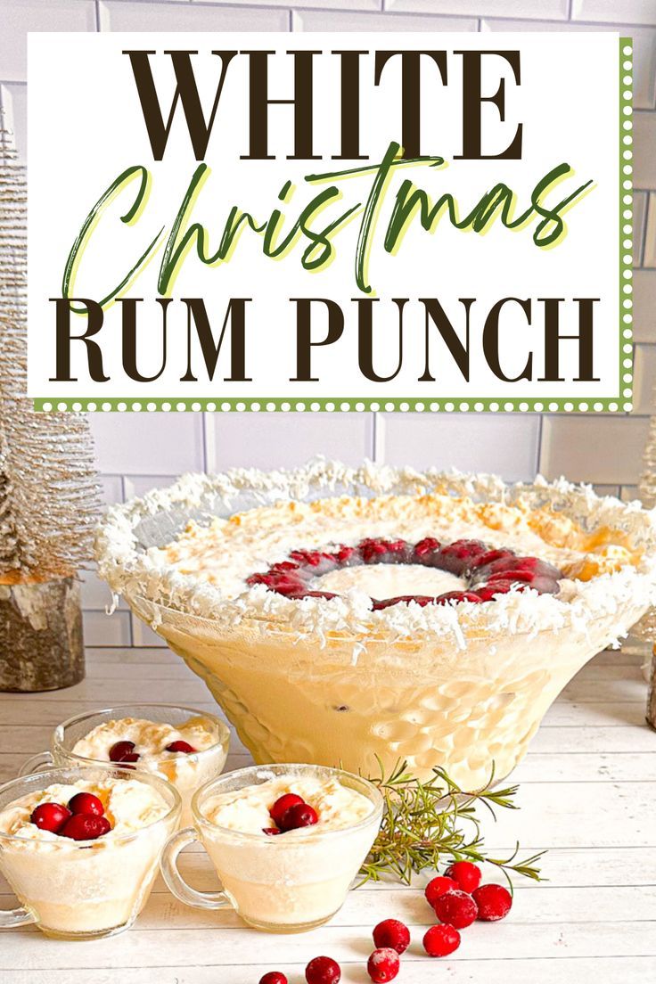 white christmas rum punch recipe with cranberries and whipped cream