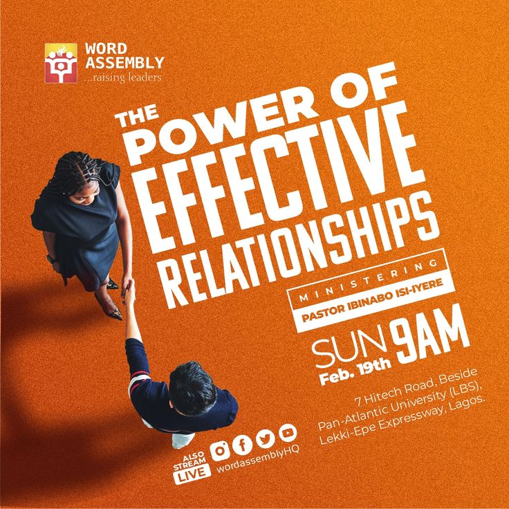 a poster for the power of effective relationships with two people reaching up to each other