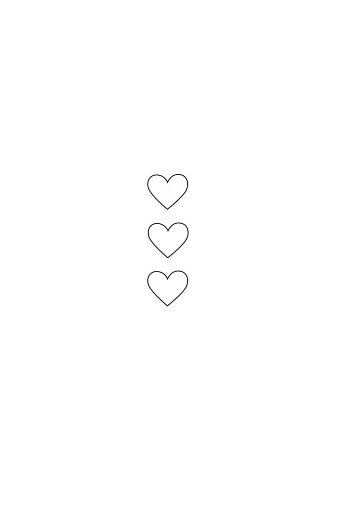 three hearts are shown on a white background