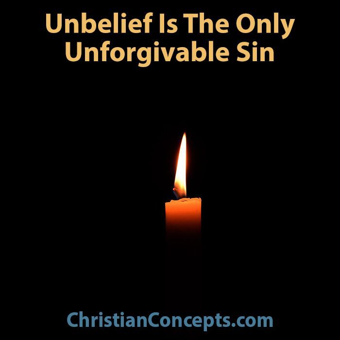 a candle with the words unbeliff is the only unforgivable sin