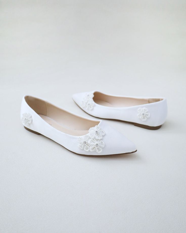 Elegant, chic with simplicity satin pointy toe ballet flats. Comfortable wear throughout your special day or to dance the night away. Perfect for bridal party, formal wear, night out and weddings. FREE SHIPPING IN U.S FOR ORDERS $100 AND MORE! Elegant Embellished Flat Ballet Flats, Embellished Elegant Ballet Flats, Elegant Embellished Ballet Flats For Formal Occasions, Elegant Embellished Ballet Flats, Elegant Pearl Embellished Flats For Formal Occasions, Elegant Pearl-embellished Formal Flats, Elegant Pearl Embellished Formal Flats, Spring Wedding Shoes With Flat Heel For Prom, Spring Flat Heel Wedding Shoes