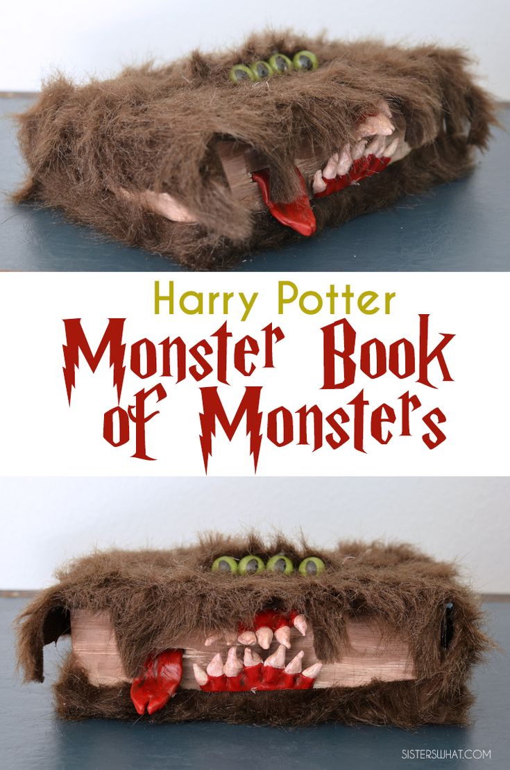 a book with monster's teeth on it and the title harry potter monsters book of monsters