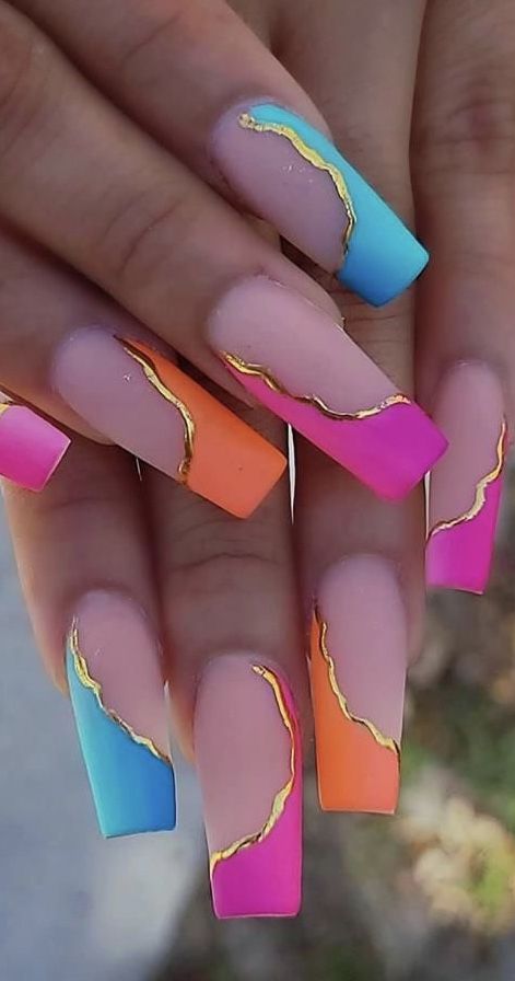 Rainbow Nail Art Designs, Bright Summer Nails Designs, Rainbow Nails Design, Emerald Nails, Rainbow Nail Art, Unghie Sfumate, Bright Summer Nails, Nail Color Trends, Nail Pops