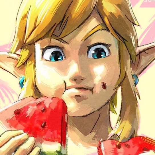 the legend of zelda is eating a watermelon