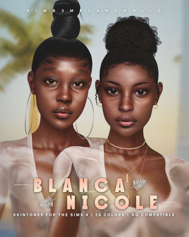 two black women are standing next to each other in front of a palm tree and the words, blancca nicole