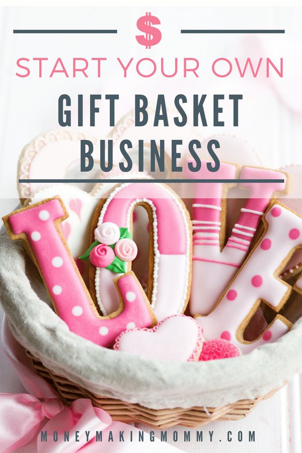 a basket full of decorated cookies with the words start your own gift basket business