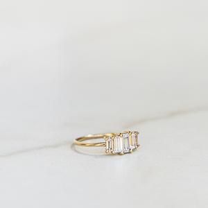 Timeless Everyday Ring With Prong Setting, Everyday White Gold Rings With Emerald Cut, Everyday White Gold Emerald Cut Ring, Everyday White Rings With Prong Setting, 14k White Gold Baguette Cut Ring, 14k Gold Rings With Emerald Cut For Everyday, Minimalist Vs Clarity Baguette Cut Ring, 14k Gold Emerald Cut Rings For Everyday, Everyday 14k Gold Emerald Cut Rings