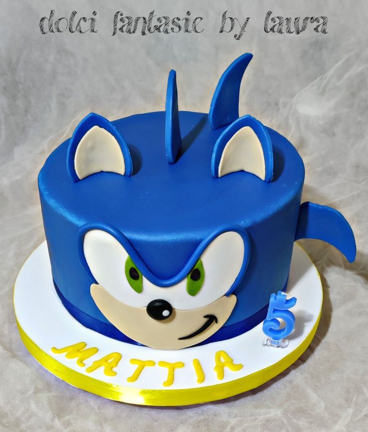 Simple Sonic Birthday Cake, Torte Decije, Sonic Birthday Cake, Sonic The Hedgehog Cake, Sonic Cake, Hedgehog Cake, 5th Birthday Cake, Sonic Birthday, Simple Cake