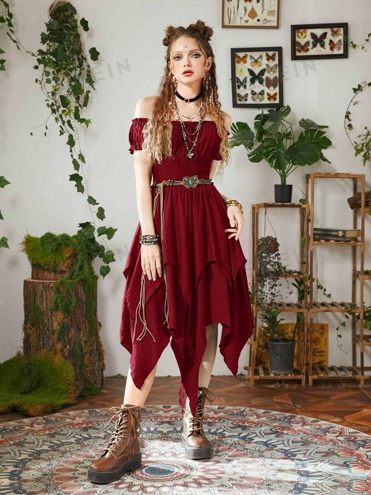 ROMWE Hippie Vestido Feminino de Linha A Simples com Ombro Vazado e Cor Sólida para Uso Diário | SHEIN Brasil Estilo Hippie, Shoulder Cut, Dress P, A Line Dress, Off Shoulder, Cut Out, Solid Color, Color