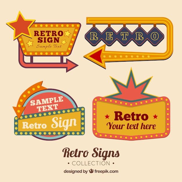 retro signs collection with different styles and colors