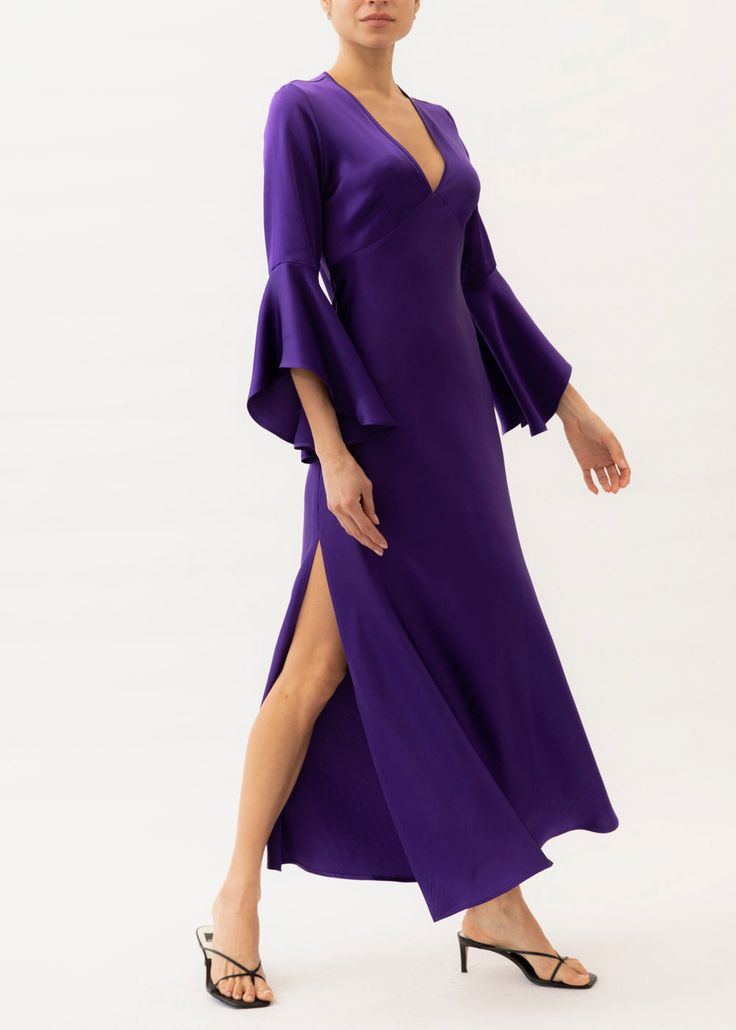 purple maxi dress Elegant Silk V-neck Gown, Purple V-neck Gown For Party, Purple V-neck Party Gown, Elegant Purple V-neck Gown, Elegant Purple Cocktail Dress, Silk Crepe Floor-length Formal Dress, Floor-length Silk Crepe Formal Dress, Formal Floor-length Silk Crepe Dress, Formal Silk Crepe Floor-length Dress