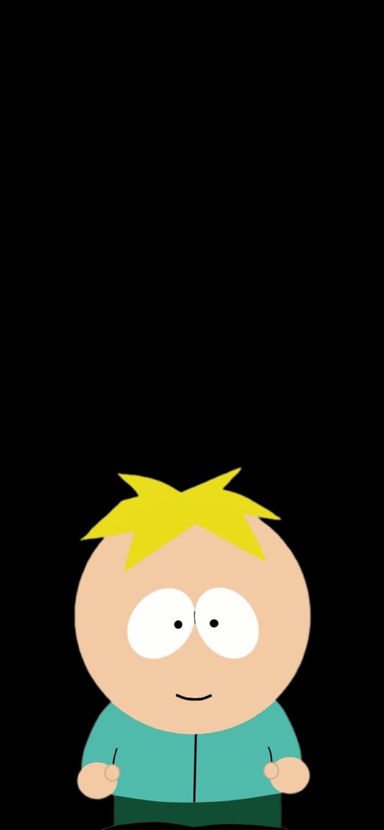 a cartoon character with yellow hair standing in front of a black background and looking at the camera