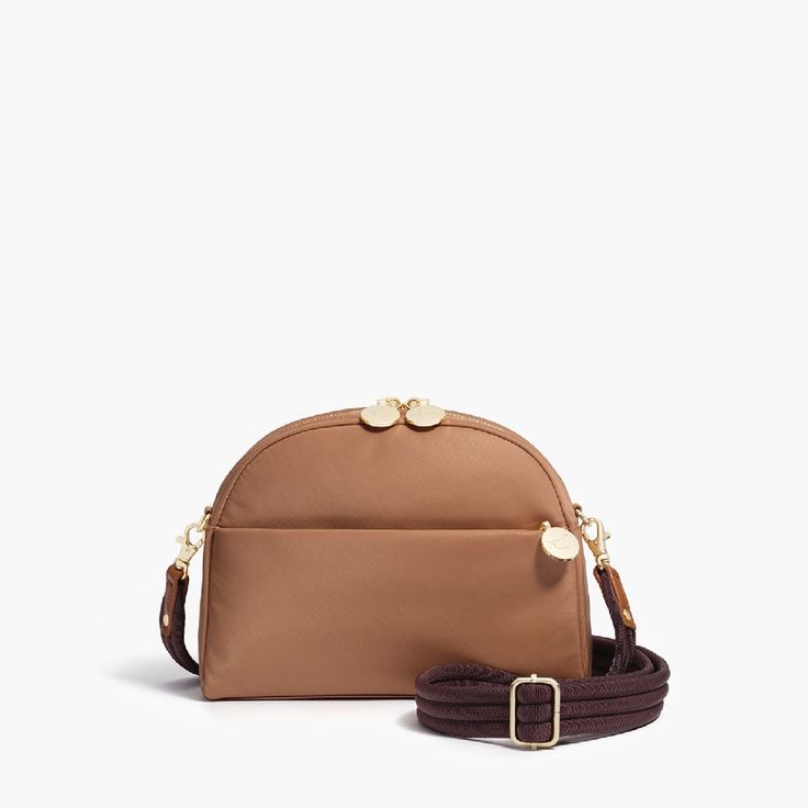 Nouvelle - Recycled Nylon - Dark Tan / Gold / Camel – Lo & Sons Versatile Crossbody Camera Bag For On-the-go, Versatile On-the-go Hobo Bag, Versatile Shoulder Bag For On-the-go, Versatile Tote Satchel For On-the-go, Versatile On-the-go Tote Shoulder Bag, Versatile Satchel With Detachable Handle For On-the-go, Large Capacity Crossbody Camera Bag For Daily Use, Chic On-the-go Crossbody Bag, Versatile Rectangular Bag