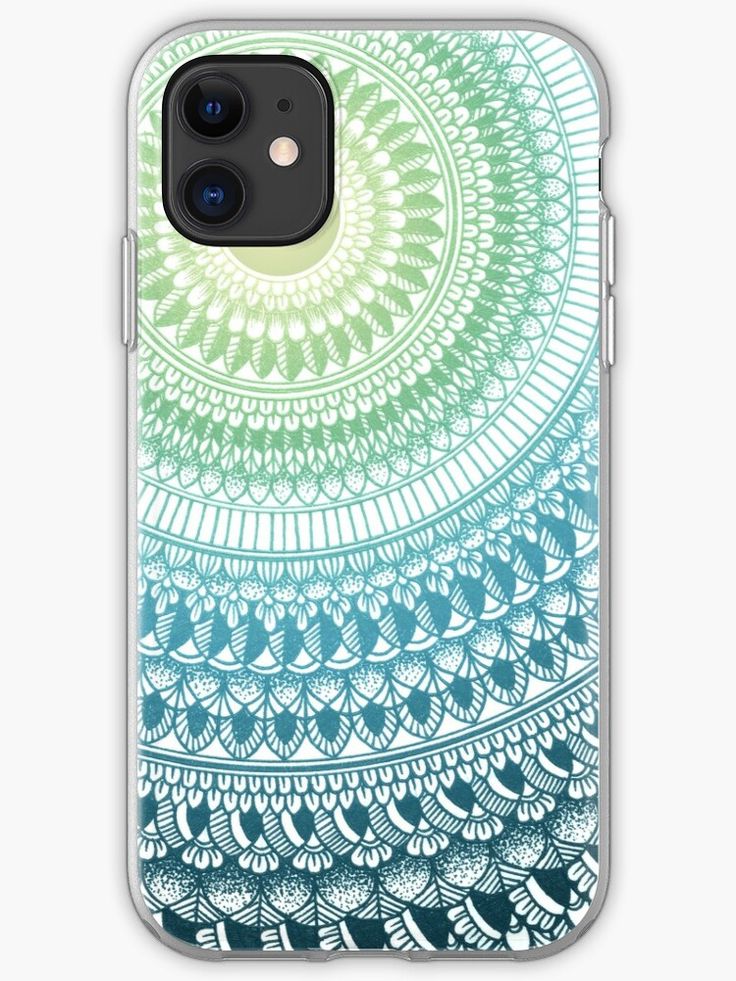 a green and blue iphone case with an intricate design