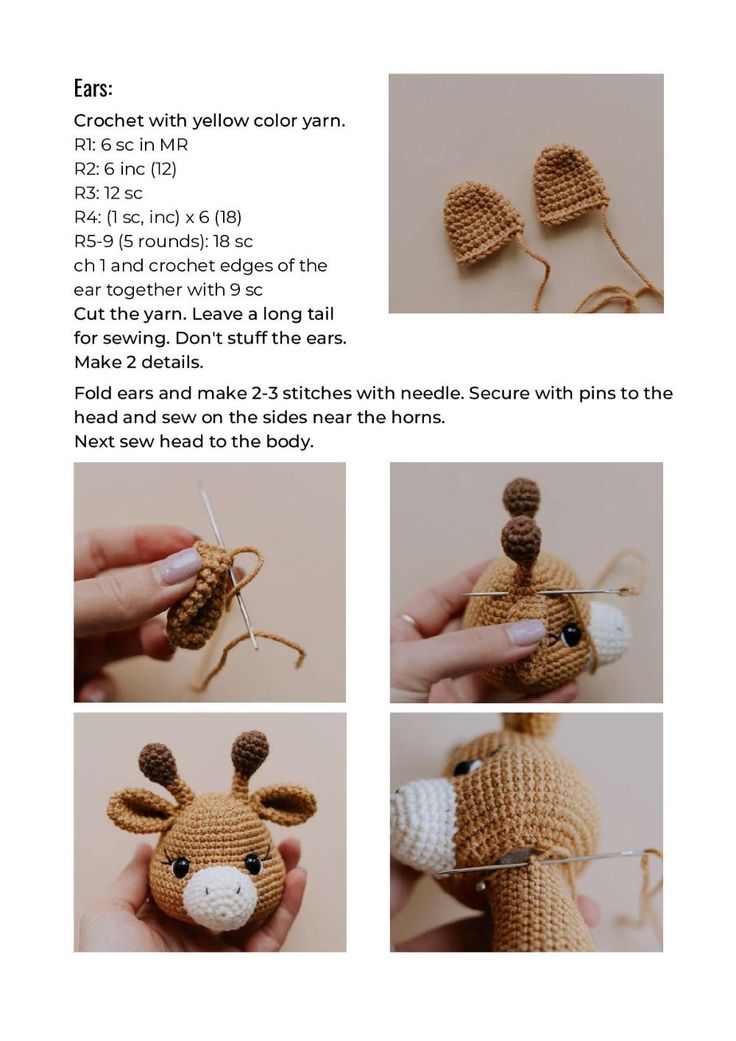 instructions for crocheted giraffe stuffed animal