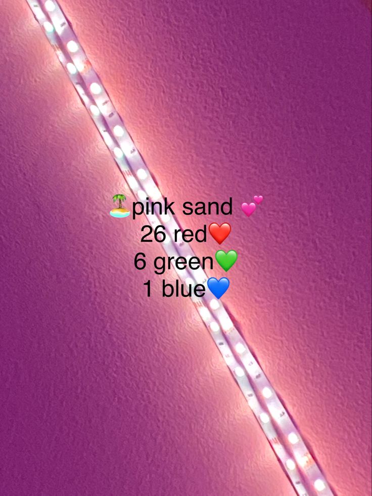 pink sand 26 red 6 green 1 blue led strip light with heart stickers on it