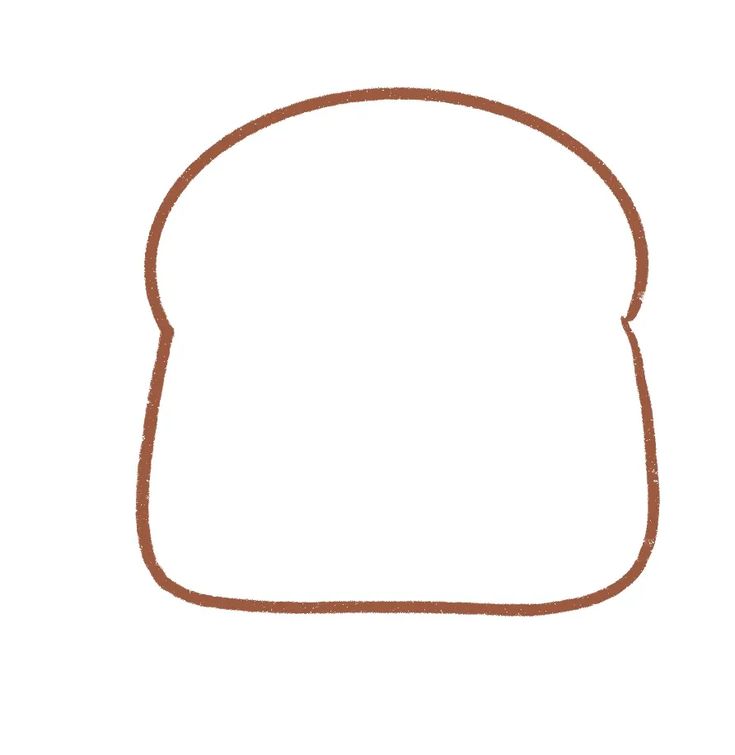 a piece of bread with an orange line drawn on it