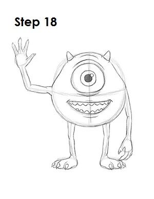 How to Draw Mike Wazowski 18 Disney Character Drawings, Easy Disney Drawings, Cartoon Drawings Disney, Disney Drawings Sketches, Cartoon Drawing Tutorial, Easy Drawing Tutorial, Mike Wazowski, Drawing Cartoon Characters, Disney Art Drawings