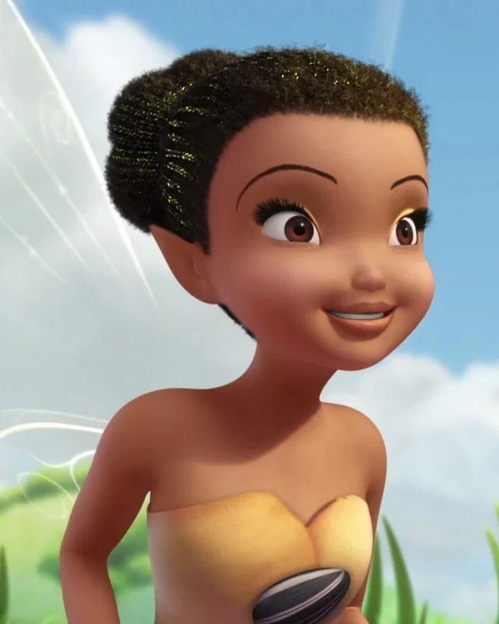 a cartoon character with black hair wearing a yellow dress