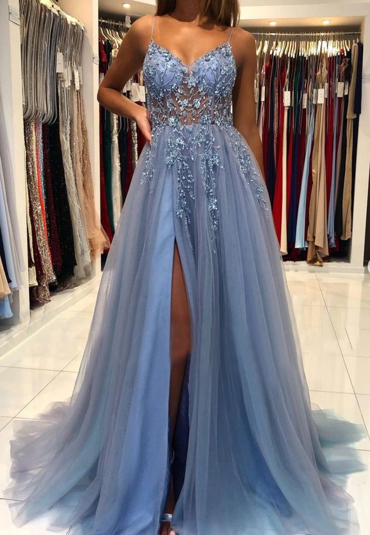 Blue v neck tulle beads long prom dress evening dress – Loveydress Beaded Tulle, Blue Tulle, Beaded Prom Dress, Long Prom Dresses, Dresses 2024, Tulle Prom Dress, Long Prom Dress, Formal Evening Dresses, Evening Dresses Prom